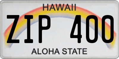 HI license plate ZIP400