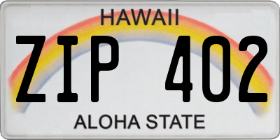 HI license plate ZIP402