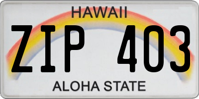 HI license plate ZIP403