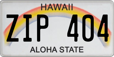 HI license plate ZIP404