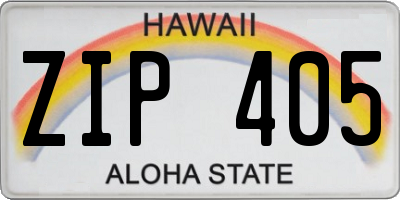 HI license plate ZIP405