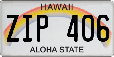 HI license plate ZIP406