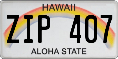 HI license plate ZIP407