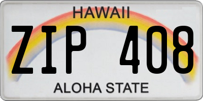 HI license plate ZIP408