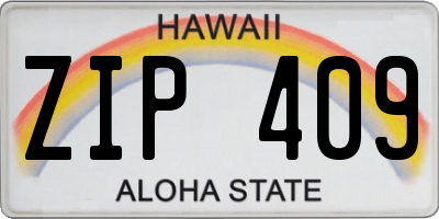 HI license plate ZIP409