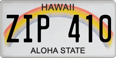 HI license plate ZIP410