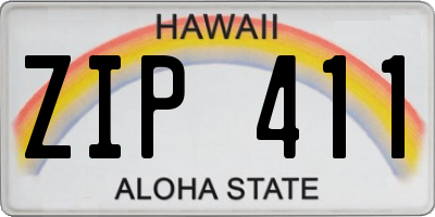 HI license plate ZIP411