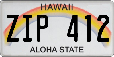 HI license plate ZIP412