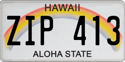 HI license plate ZIP413