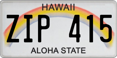 HI license plate ZIP415