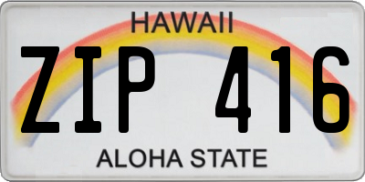 HI license plate ZIP416