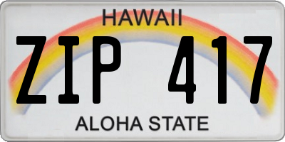 HI license plate ZIP417