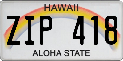 HI license plate ZIP418