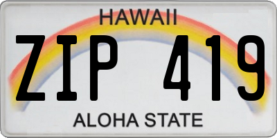 HI license plate ZIP419