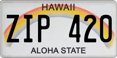HI license plate ZIP420