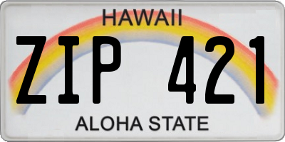 HI license plate ZIP421