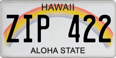 HI license plate ZIP422
