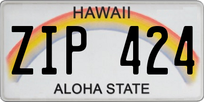 HI license plate ZIP424
