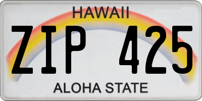 HI license plate ZIP425