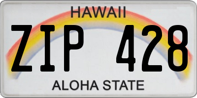 HI license plate ZIP428