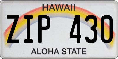 HI license plate ZIP430