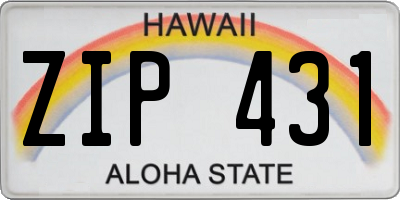 HI license plate ZIP431