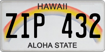 HI license plate ZIP432