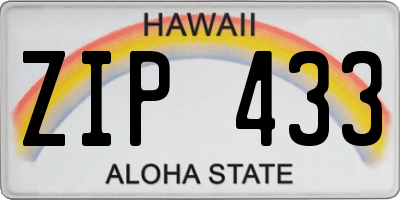 HI license plate ZIP433