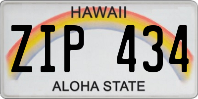 HI license plate ZIP434