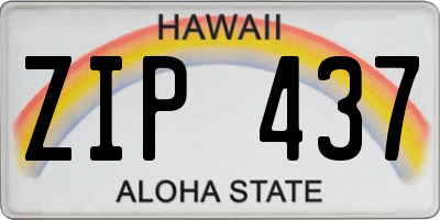 HI license plate ZIP437