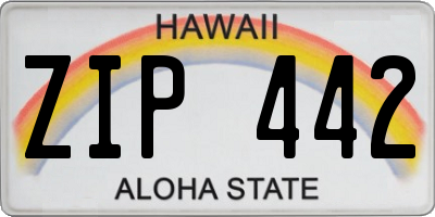 HI license plate ZIP442