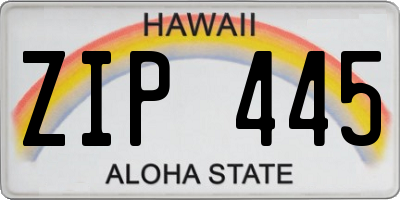 HI license plate ZIP445