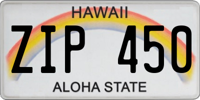 HI license plate ZIP450