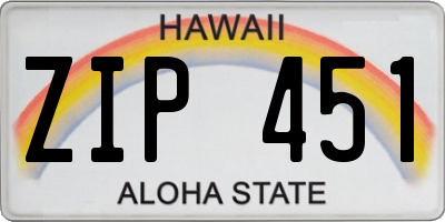 HI license plate ZIP451