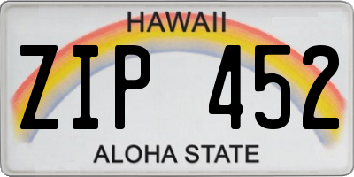 HI license plate ZIP452