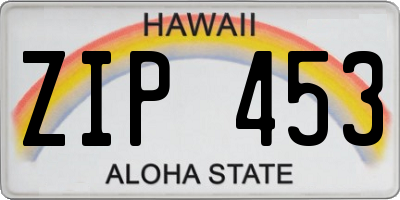 HI license plate ZIP453