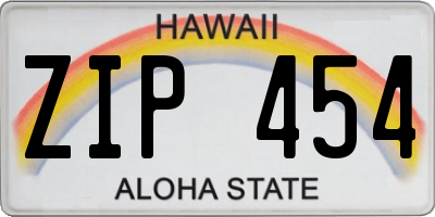 HI license plate ZIP454