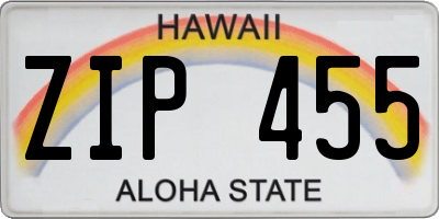 HI license plate ZIP455