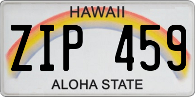 HI license plate ZIP459