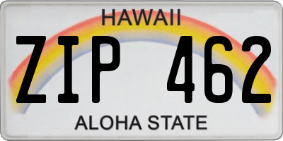 HI license plate ZIP462