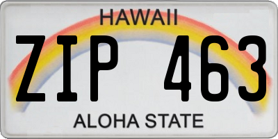 HI license plate ZIP463