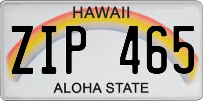HI license plate ZIP465