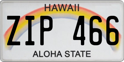 HI license plate ZIP466