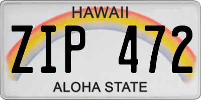 HI license plate ZIP472