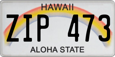 HI license plate ZIP473