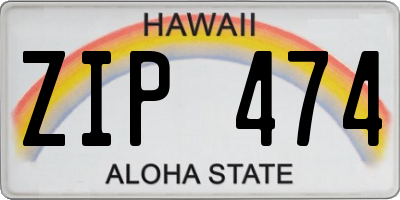 HI license plate ZIP474