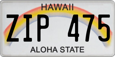 HI license plate ZIP475