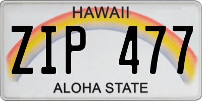 HI license plate ZIP477