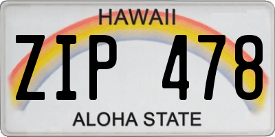 HI license plate ZIP478