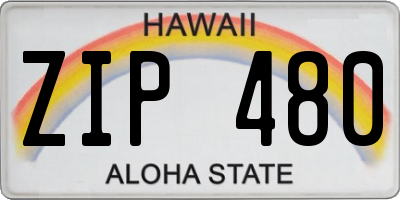 HI license plate ZIP480